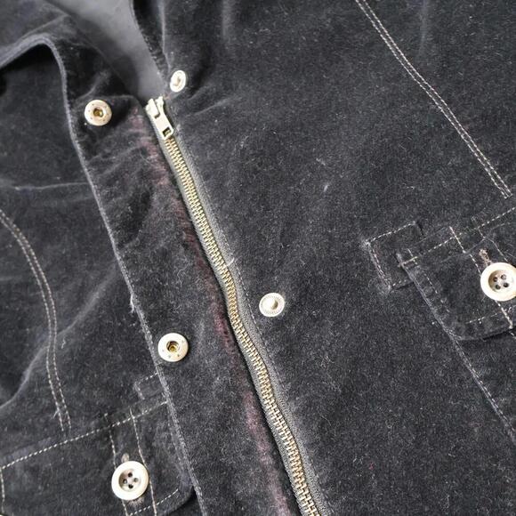 Jeanstar Black Velvet Flap Pocket Jacket Y2K Dark Academia Grunge Goth Womens L - Picture 4 of 8